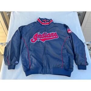 Vintage Majestic Cleveland Indians MLB Jacket XL Baseball Authentic Collection‎